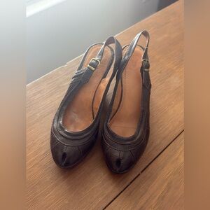 Frye Brown Slingback Peep-Toe Women's Shoes